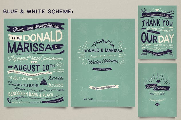 复古手写字体婚礼邀请函设计模板套装Vol.2 Vintage Hand Lettering Wedding Invitation Vol II插图(8)
