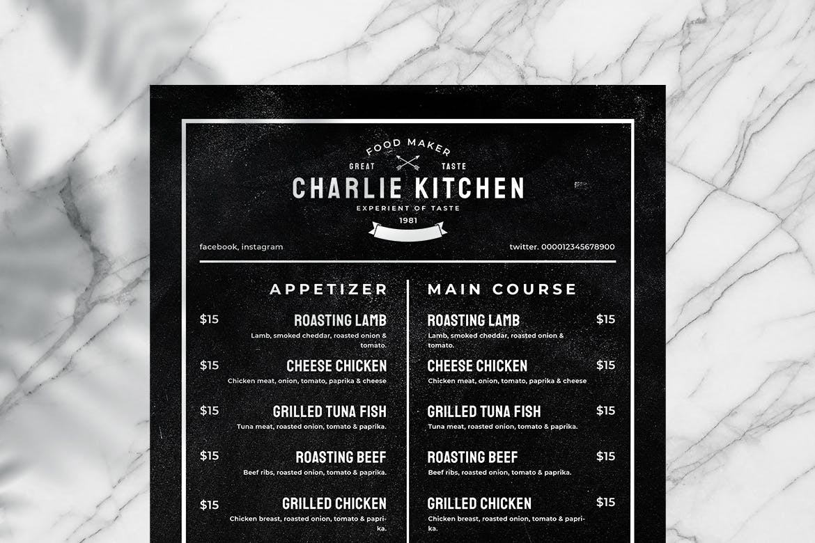 黑板画风格西餐厅素材库精选菜单模板v09 Blackboard Food Menu. 09插图(1)