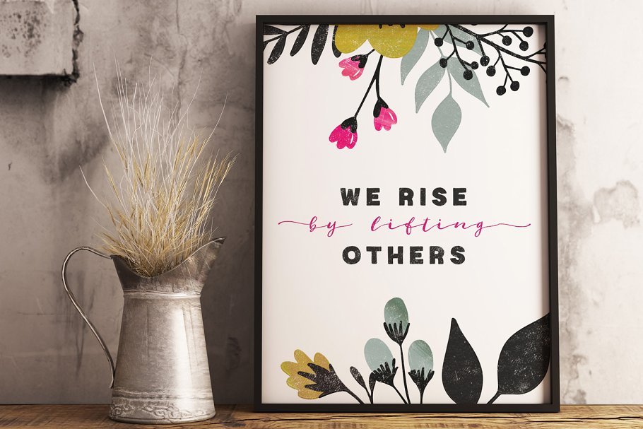 装饰英文字体+超过200手绘花卉装饰图形元素 Ciao Amore Decorative Font Kit插图(11)