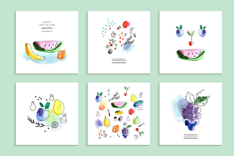 水彩手绘浆果甜点剪贴画 Fruits & Berries & Desserts插图(1)