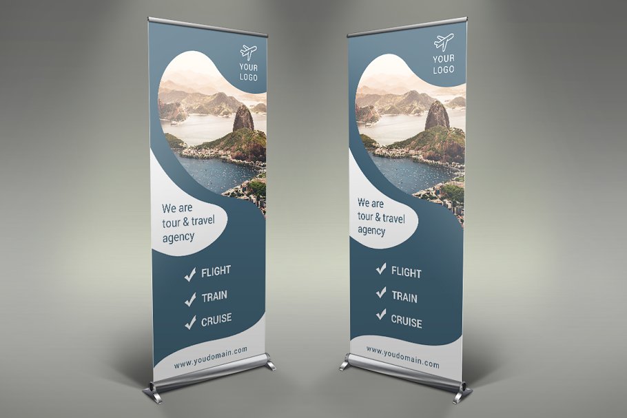 旅行指南易拉宝banner海报模板插图