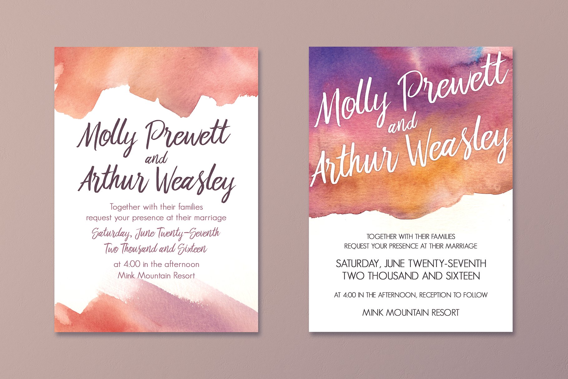 梦幻水彩婚礼邀请函模板合集 The Dreamy Watercolour Collection插图(5)