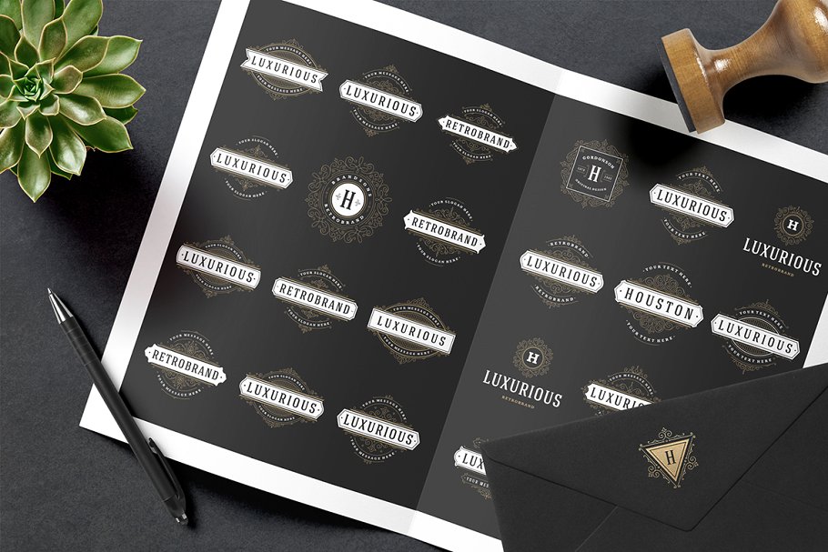 250款字母饰品组合装饰Logo模板 250 ornaments logos & monograms插图(3)