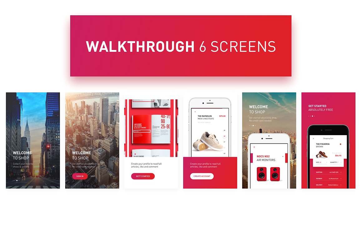 红色格调多用途 APP UI 套件 REDS UI Kit [SKETCH]插图(6)