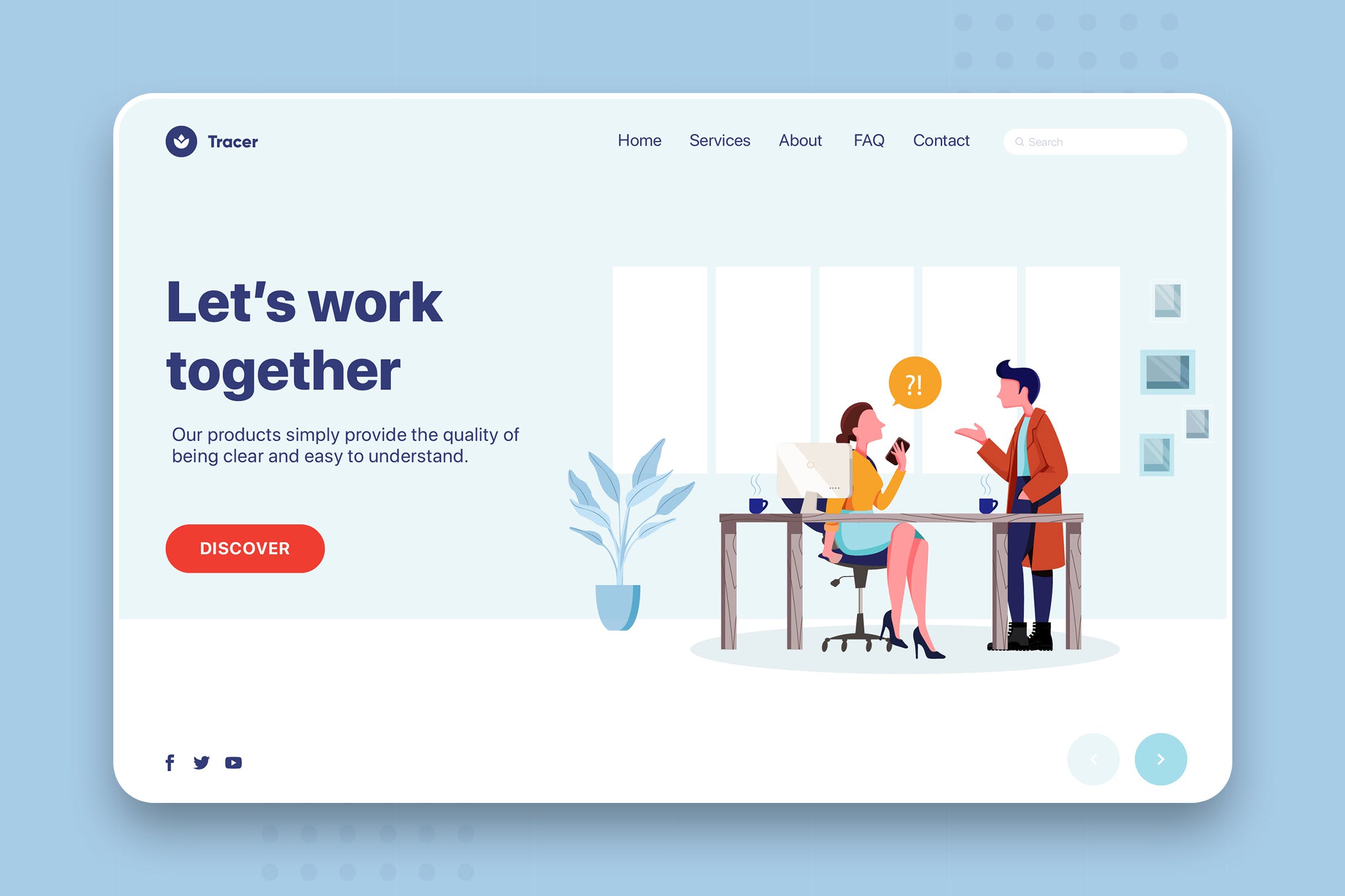 员工提问场景网页Banner&着陆页设计矢量插画 Employee Asking a Question Landing Page插图