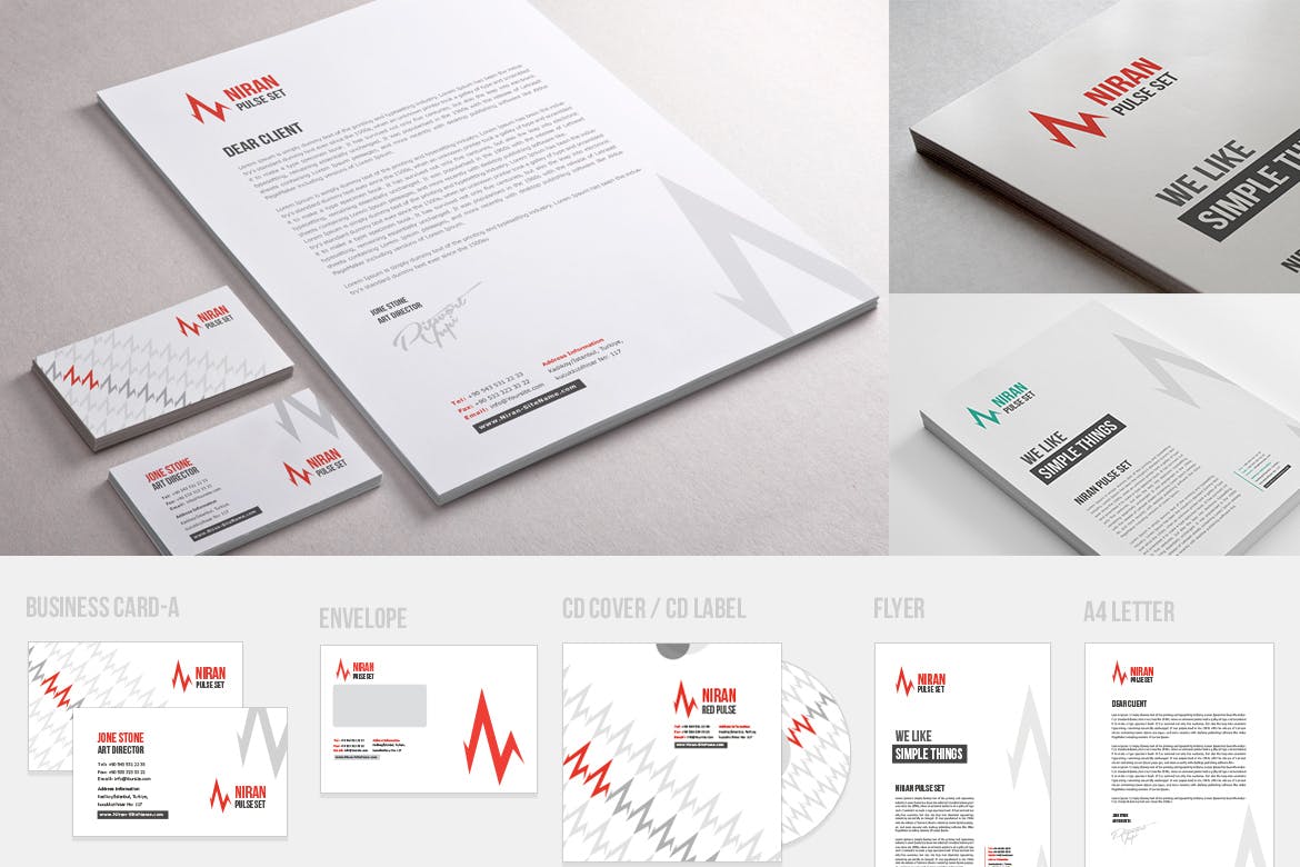 企业常用办公用品设计模板v2 Niran Pulse Stationery V.2插图
