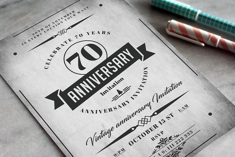 周年庆典纪念活动邀请函卡片模板 Anniversary Invitation Card插图