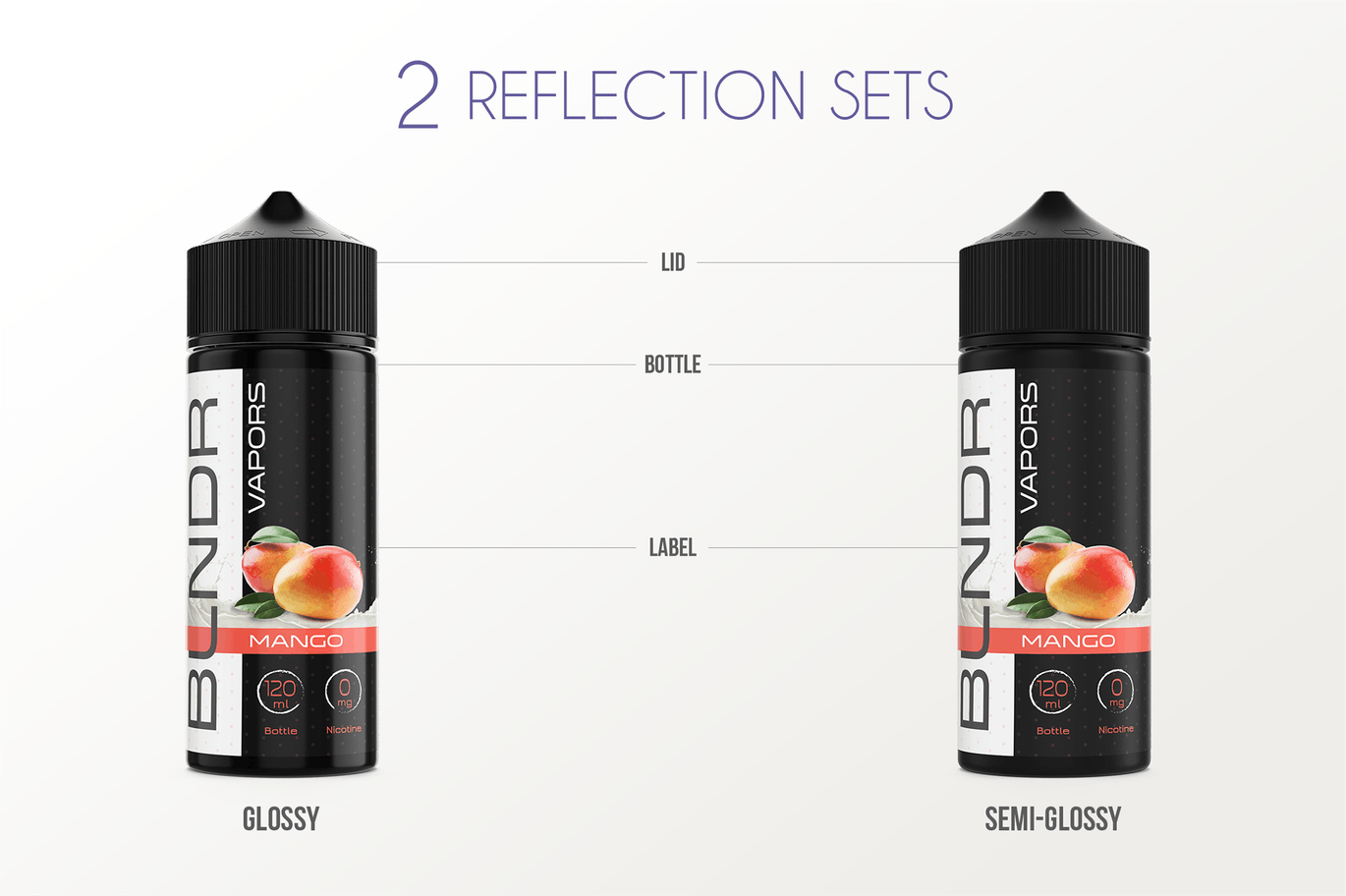 电子烟水果味烟油瓶外观设计样机模板 eLiquid Bottle Mockup v 120ml-A插图(3)