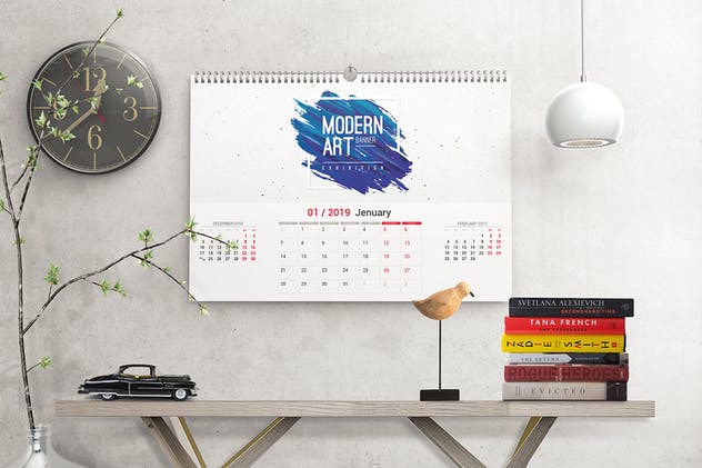 挂墙活页挂历日历样机模板 Wall Calendar Mockups插图(5)