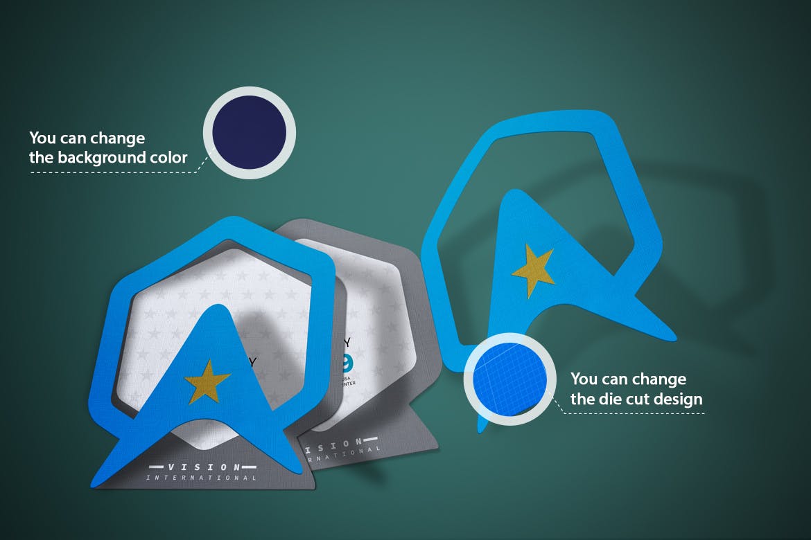 DieCut裁切工艺折叠卡片设计图素材库精选 DieCut Bi-Fold Card Mockup插图(2)