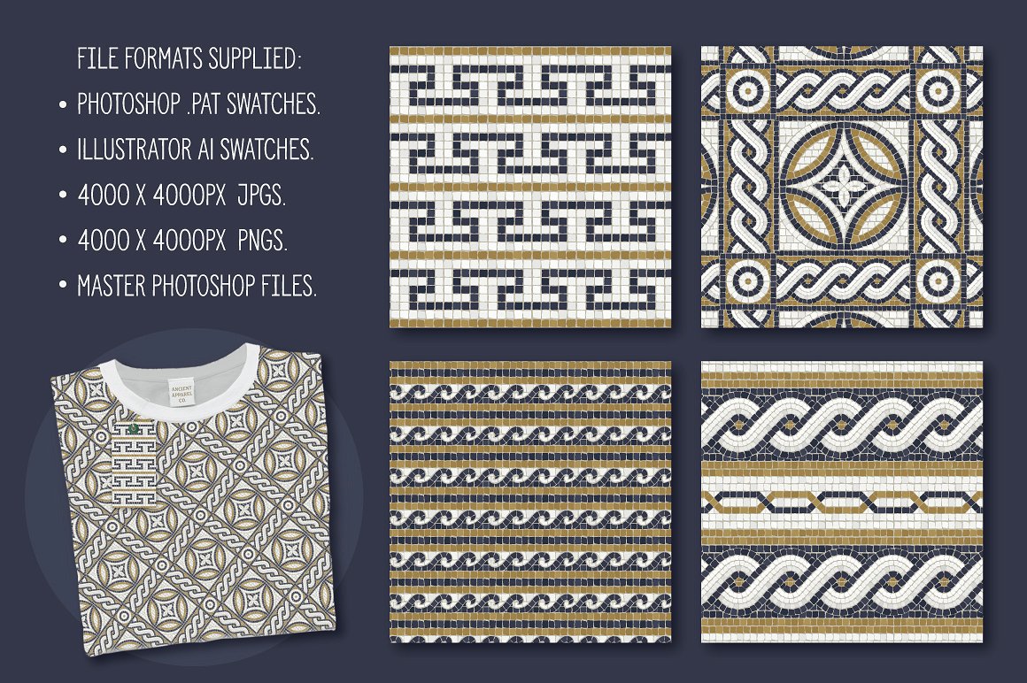 罗马镶嵌图案纹理 Roman Mosaic Repeat Patterns插图(7)