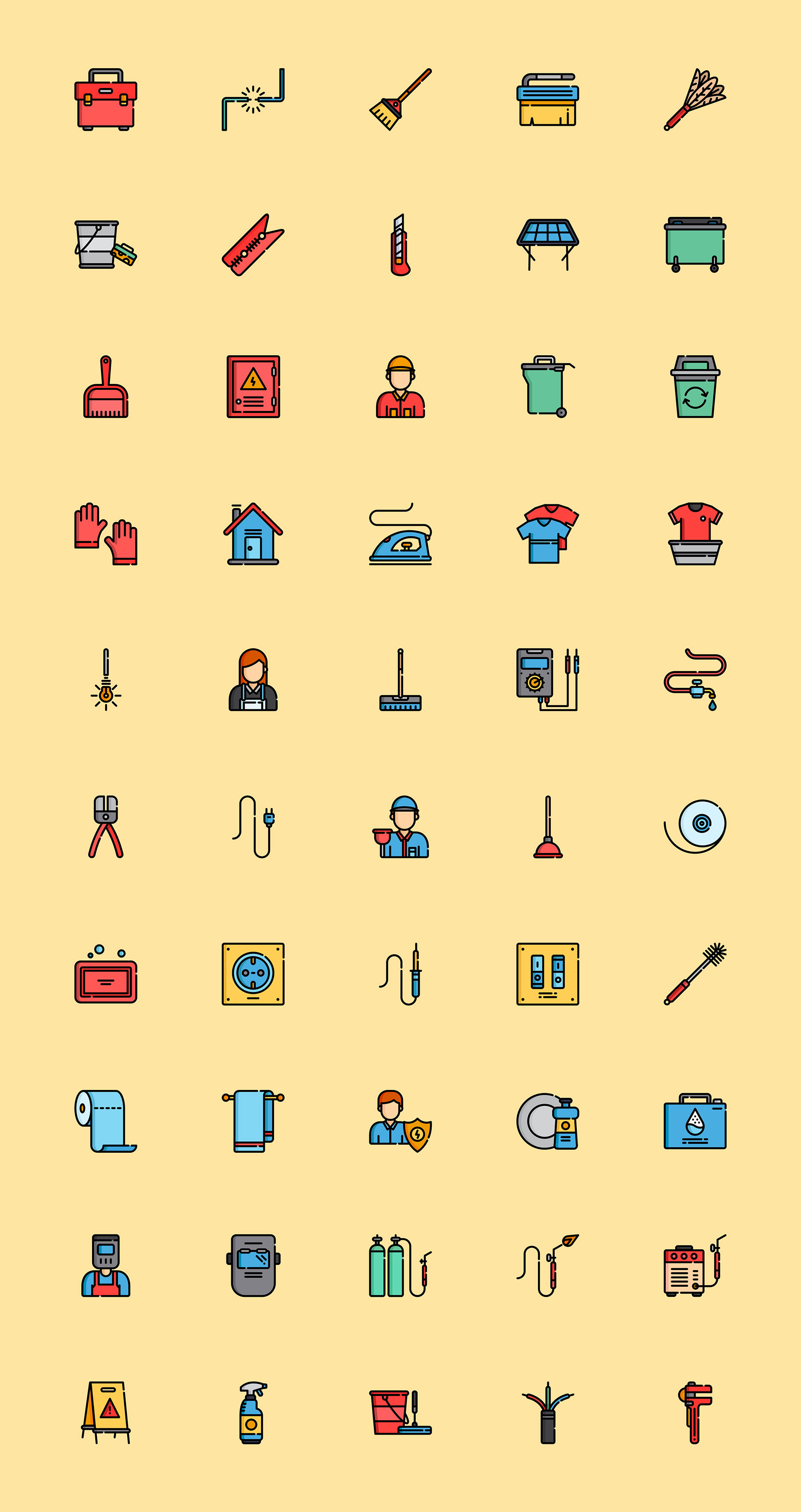 50 枚多彩家政元素图标