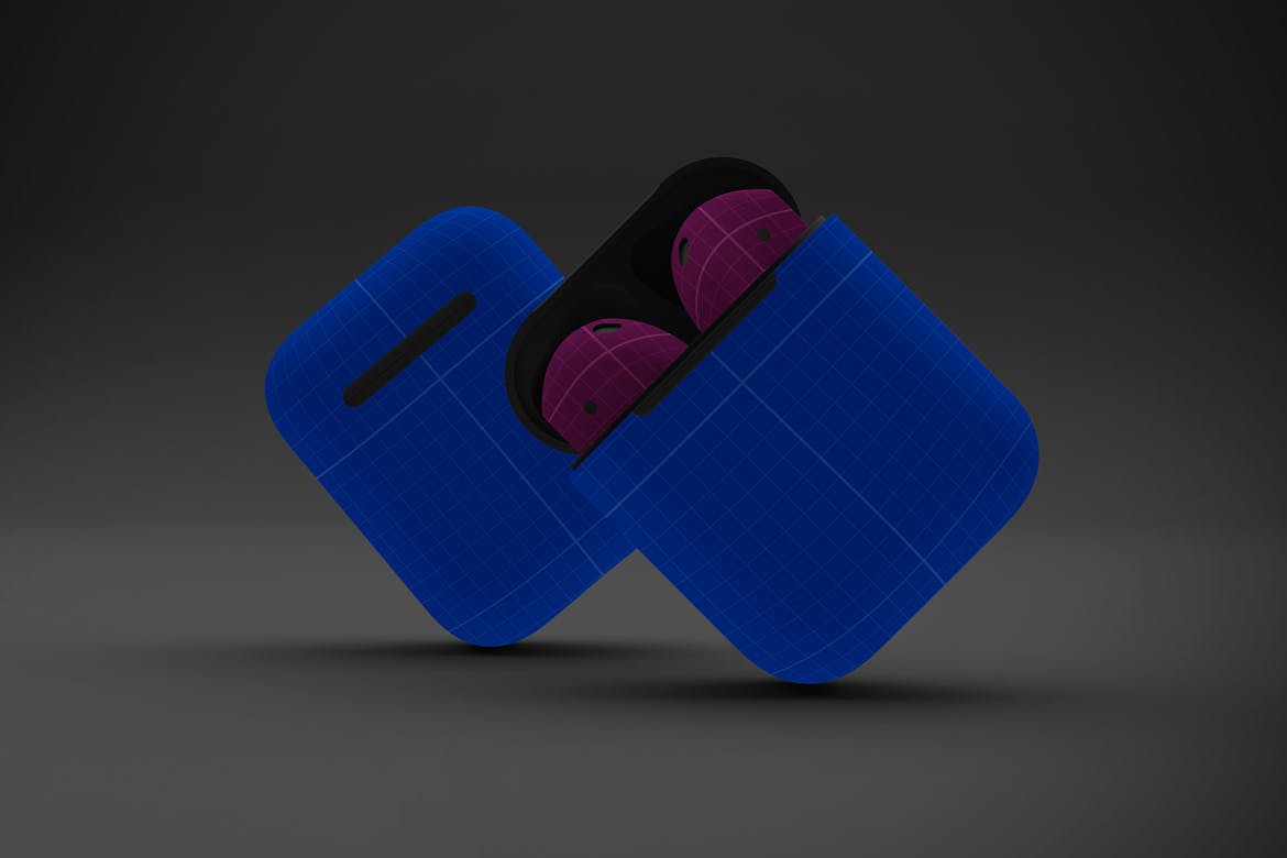 暗色背景AirPods无线耳机外观设计素材库精选样机v2 Dark AirPods Mockup V.2插图(12)