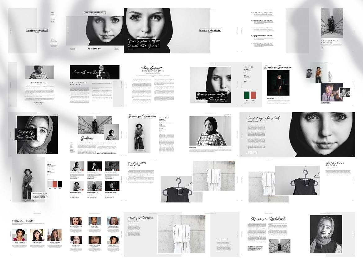 现代简约设计风格横版产品手册/画册设计模板 Lookbook Landscape插图(9)