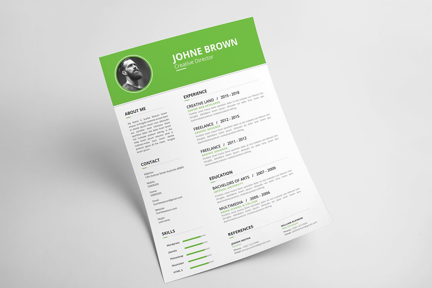 创意总监工作履历表设计模板 CV Resume插图(4)