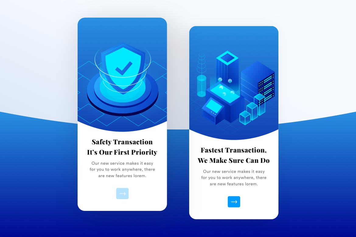 加密数据传输服务APP应用引导页启动页设计模板 Security Data Transfer Mobile Onboarding插图(1)