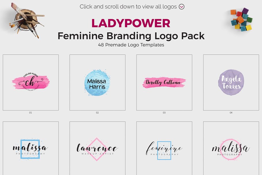 女性品牌商标设计Logo设计模板合集 LADYPOWER Feminine Branding Logo Set插图(7)