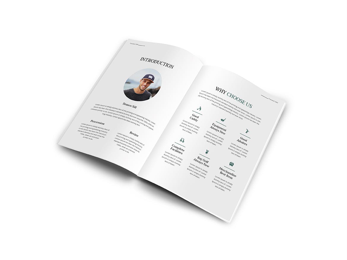 高尔夫俱乐部简介宣传画册设计模板 Golf A4 Brochure Template插图(4)
