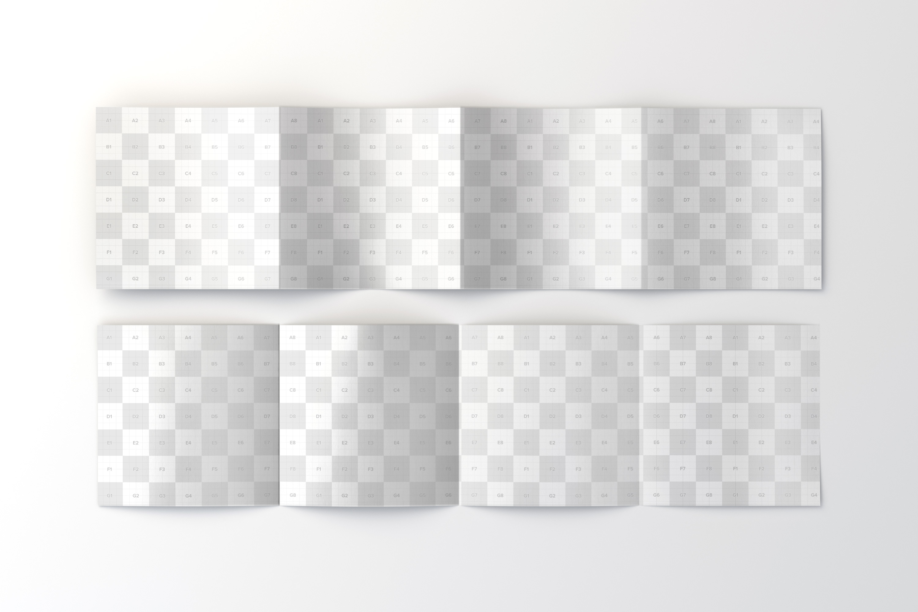 方形四折页企业传单/宣传册排版印刷效果图样机02 Spread Square 4-Fold Brochure Outside and Inside Mockup 02插图(2)