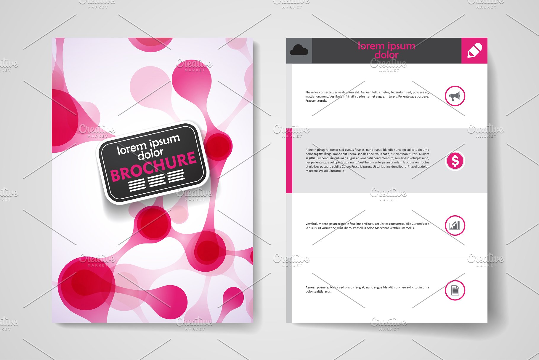 抽象分子结构画册手册模板 Set of brochures in molecule style插图(1)