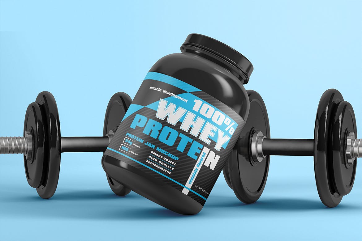 蛋白粉保健品罐外包装设计效果图素材库精选 Protein Jar Mockup插图(3)