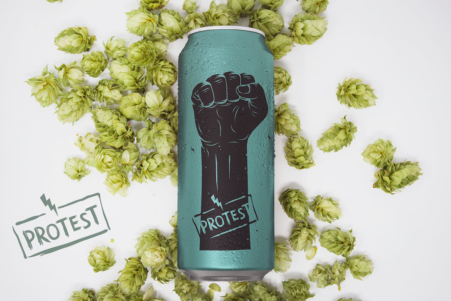 16盎司啤酒罐易拉罐外观设计俯视图素材库精选 16oz Beer Can Mockup插图(1)