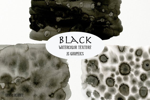 黑色水彩背景纹理素材 Watercolor Texture Black插图(4)