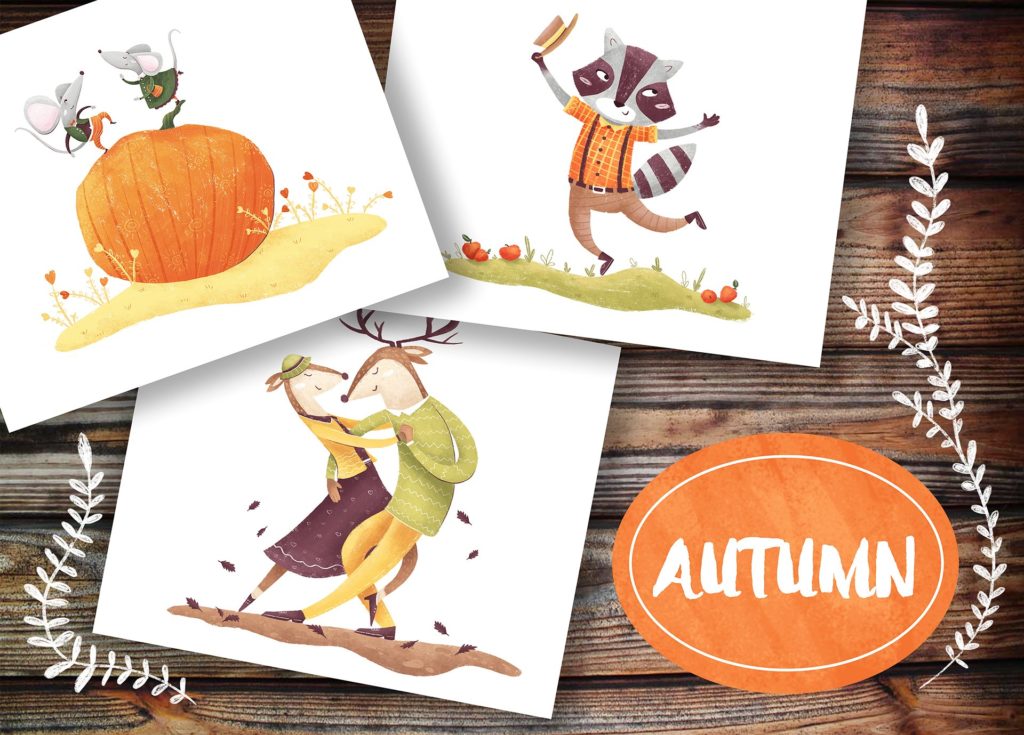 24款卡通跳舞的动物手绘插画素材[psd,png,jpg,pdf]插图(4)