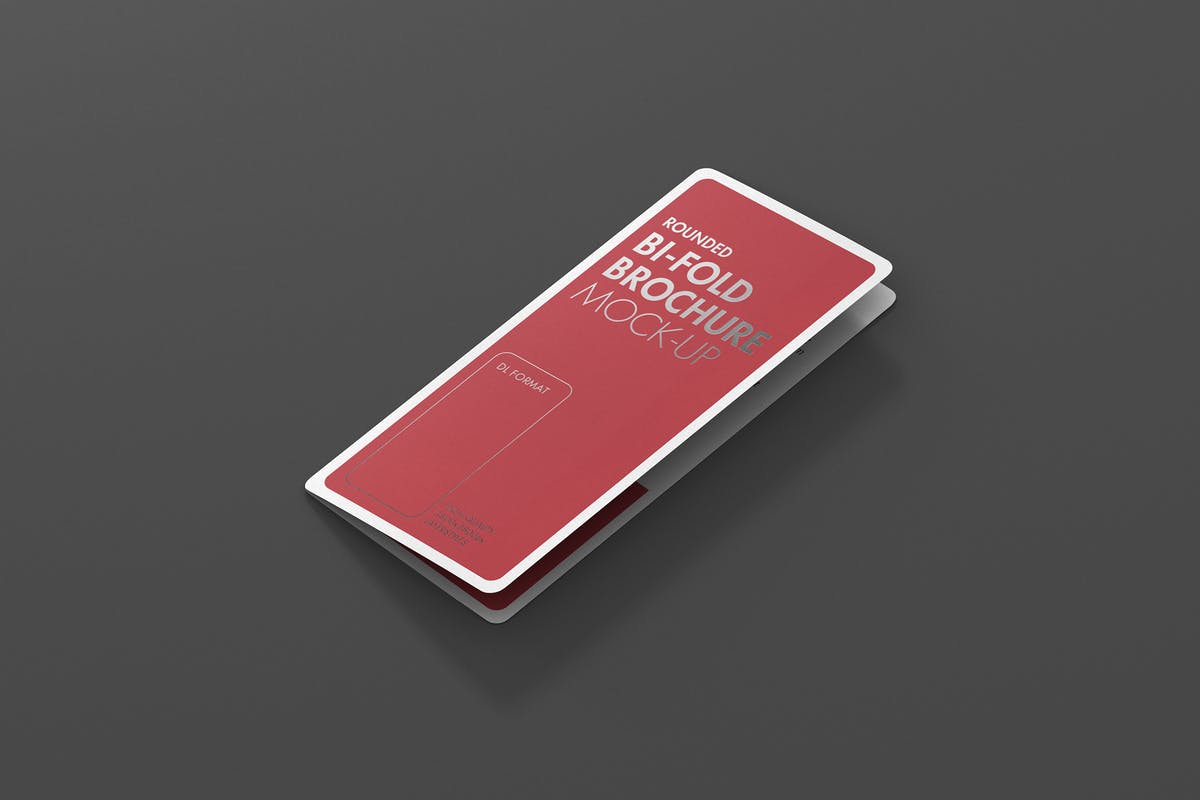 圆角折页小册传单设计样机模板 DL Bi-Fold Brochure Mock-Up – Round Corner插图