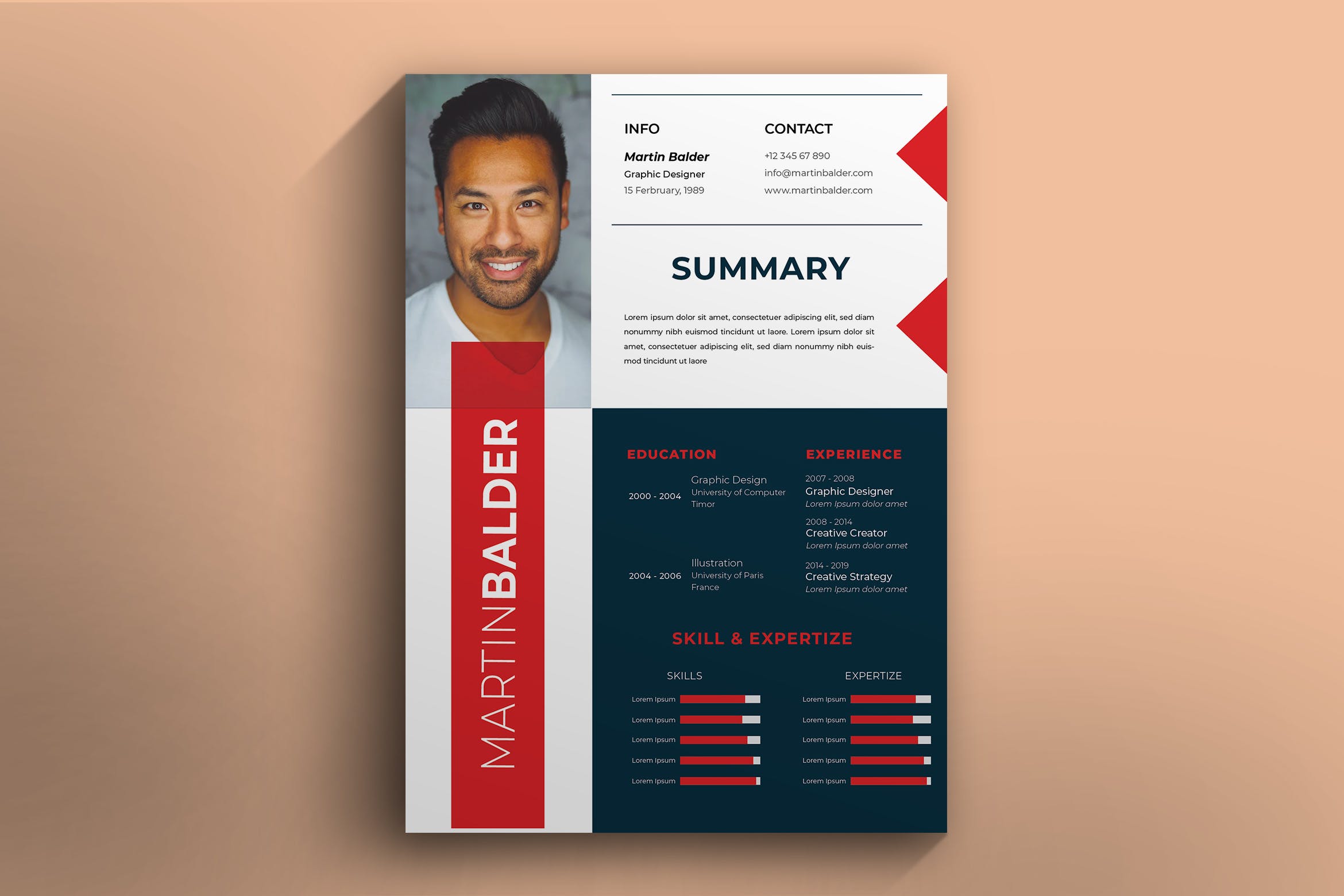 创意红色配色风格履历表设计模板v79 Cv / Resume Vol. 79插图