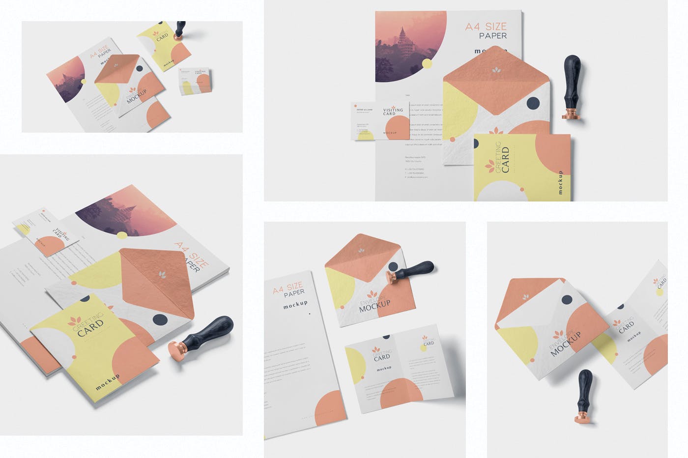 品牌VI体系设计方案办公用品预览图样机模板 5 Stationery Design Mockups插图(1)