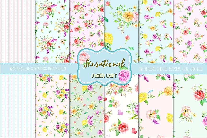 优雅的花饰图案纹理 Watercolor Pattern Sensational插图