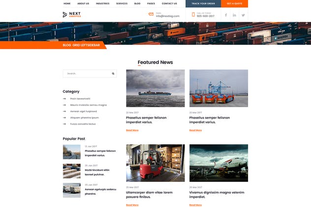 交通运输快递物流公司网站PSD模板 Logistics Transportation Shipping Agency Business插图(11)