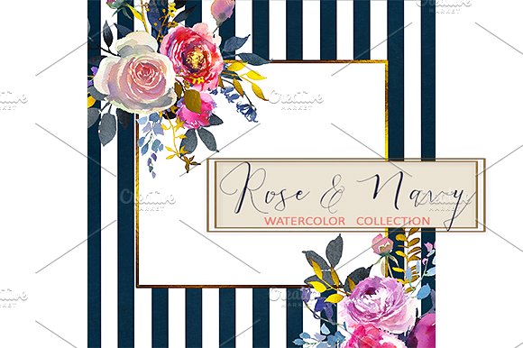 水彩玫瑰牡丹剪贴画 Watercolor Roses Peonies Clipart插图(9)