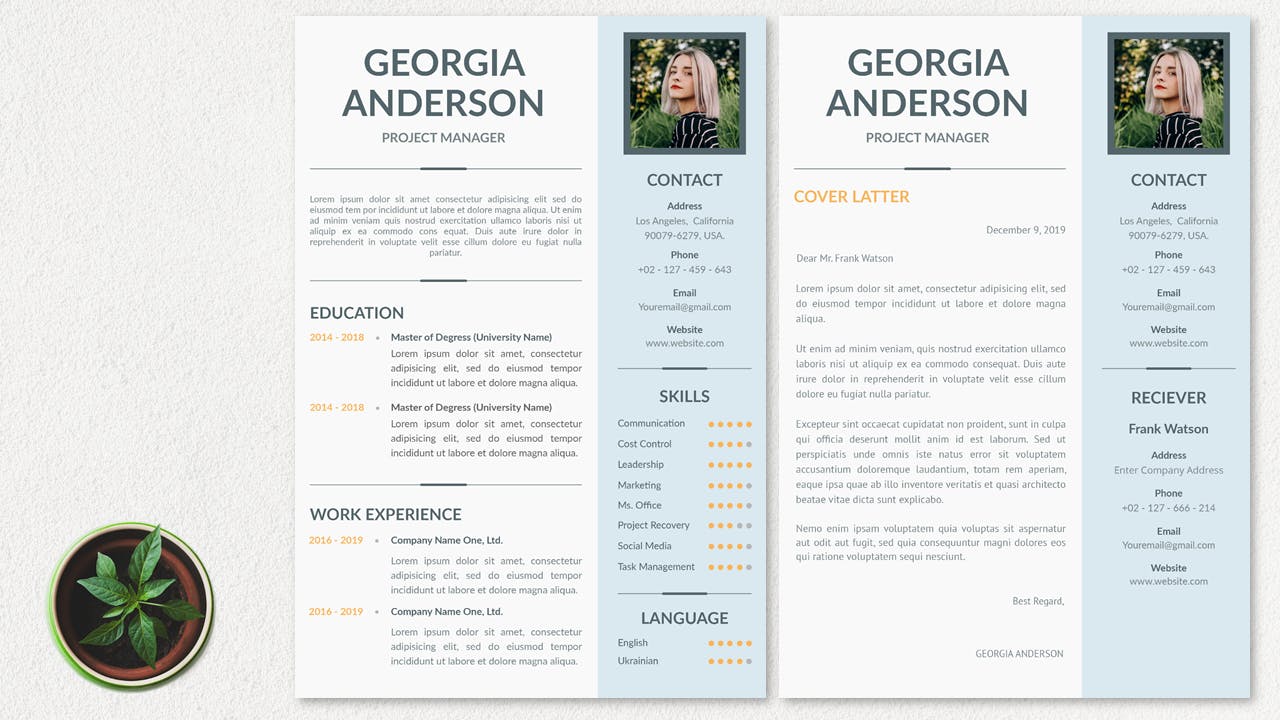 项目经理二合一专业素材库精选简历模板 CV Resume Professional插图(1)
