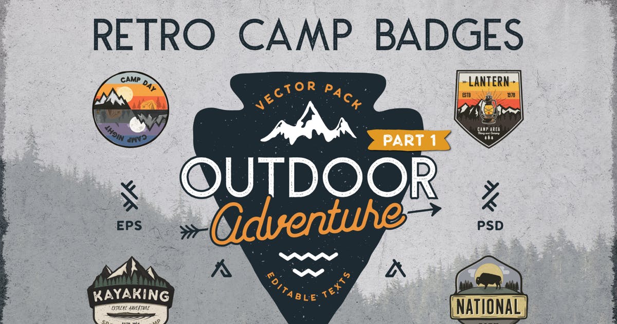 复古营地徽章/户外运动品牌Logo设计模板合集v1插图