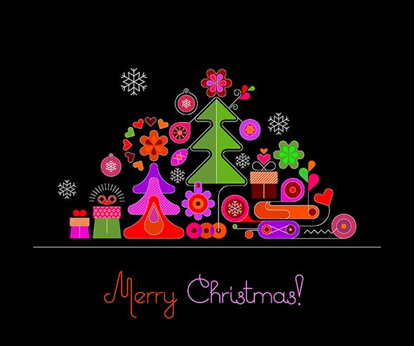 圣诞树线条艺术矢量插画素材 6 options of a Christmas Background插图(1)