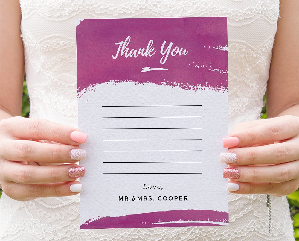 紫色笔刷纹理背景婚礼邀请函设计套件 Purple brush watercolor invite插图(6)