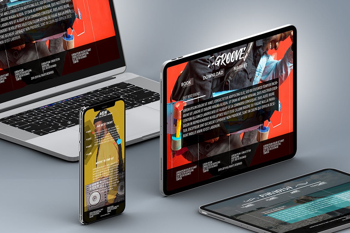 超高分辨率等距多设备响应式设计预览样机PSD模板 Isometric Multi-Device PSD Mock-ups 2019插图(3)