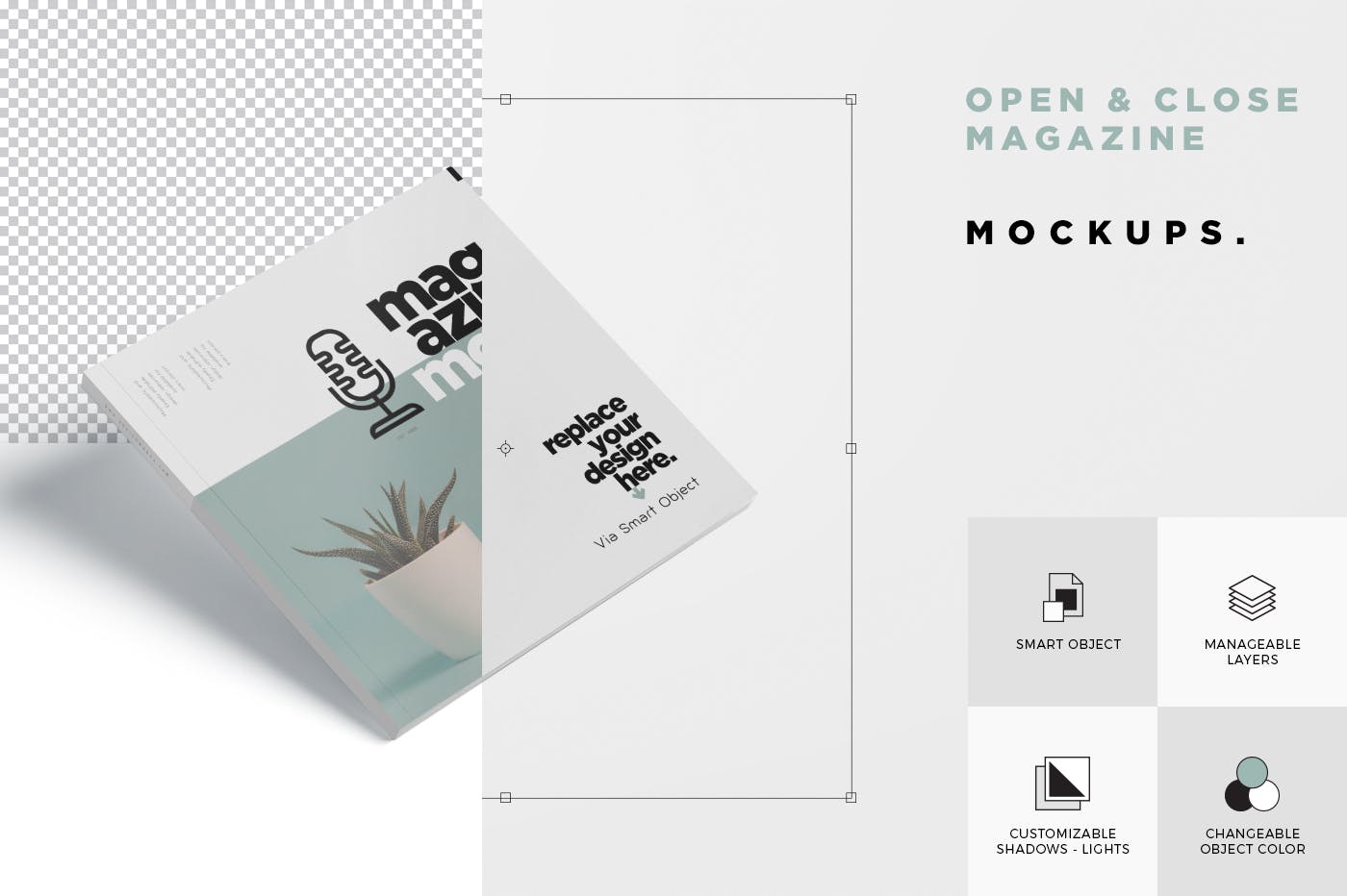 杂志设计开合状态样机模板 Open and Close Magazine Mockups插图(6)