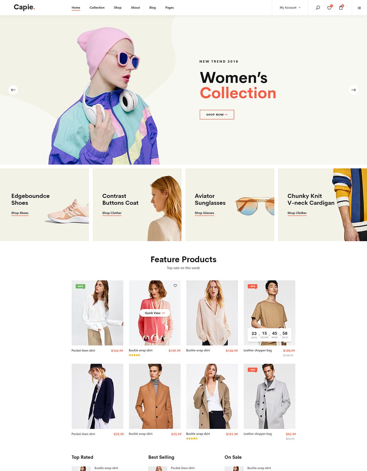 简约时尚设计风格电商网站设计PSD模板 Capie | Minimalist eCommerce PSD Template插图(1)