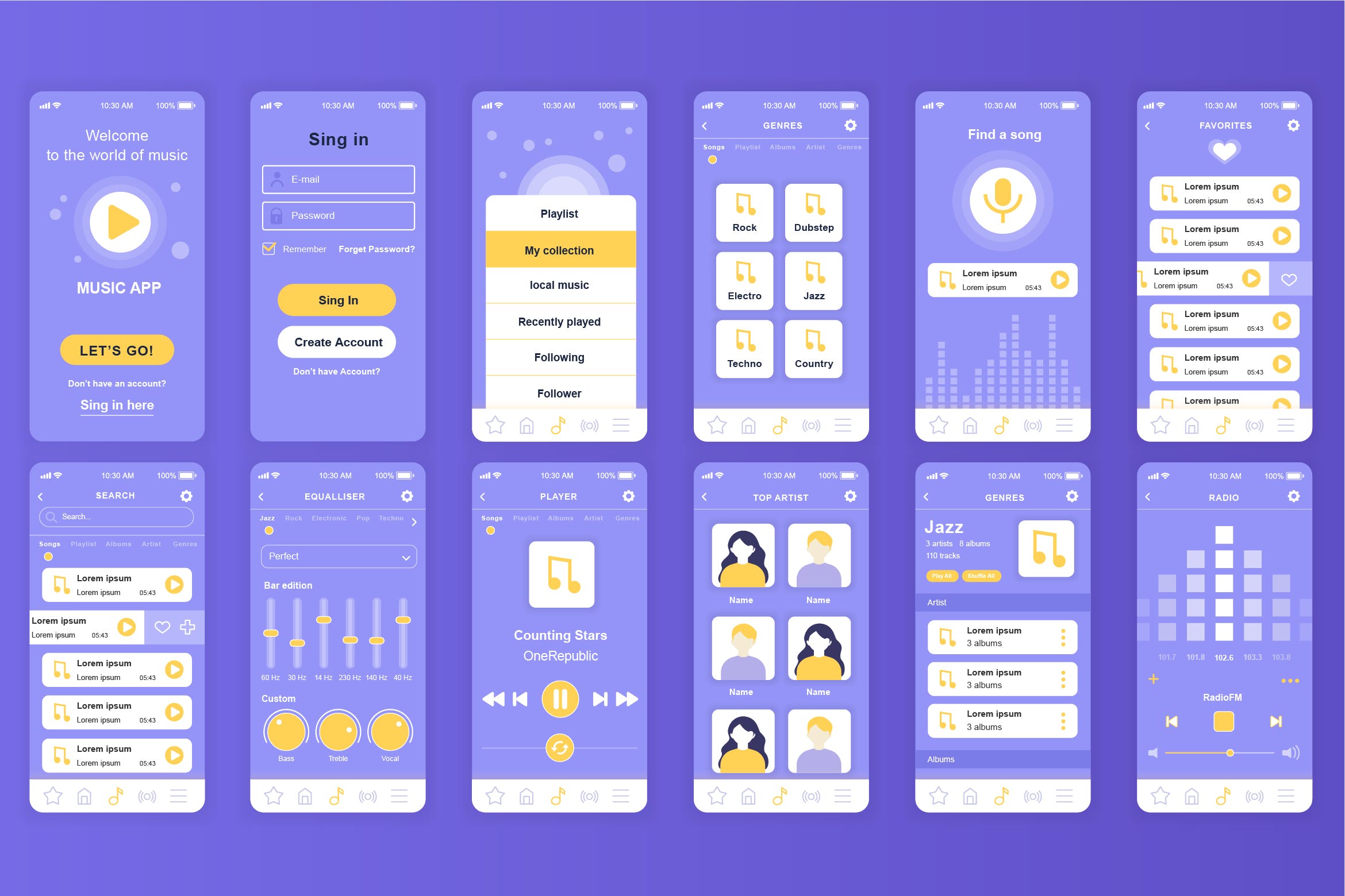 免费音乐APP开发设计UI套件 Music Mobile App UI Kit插图