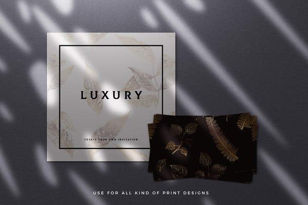 12款优雅金色花朵手绘图案素材 Golden Flower Patterns Collection插图(6)