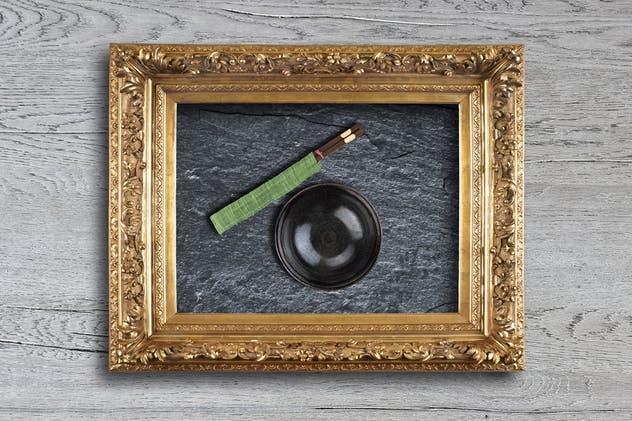 复古奢华金色边框画框样机V2 Antique Golden Frame Mockup 02插图(3)