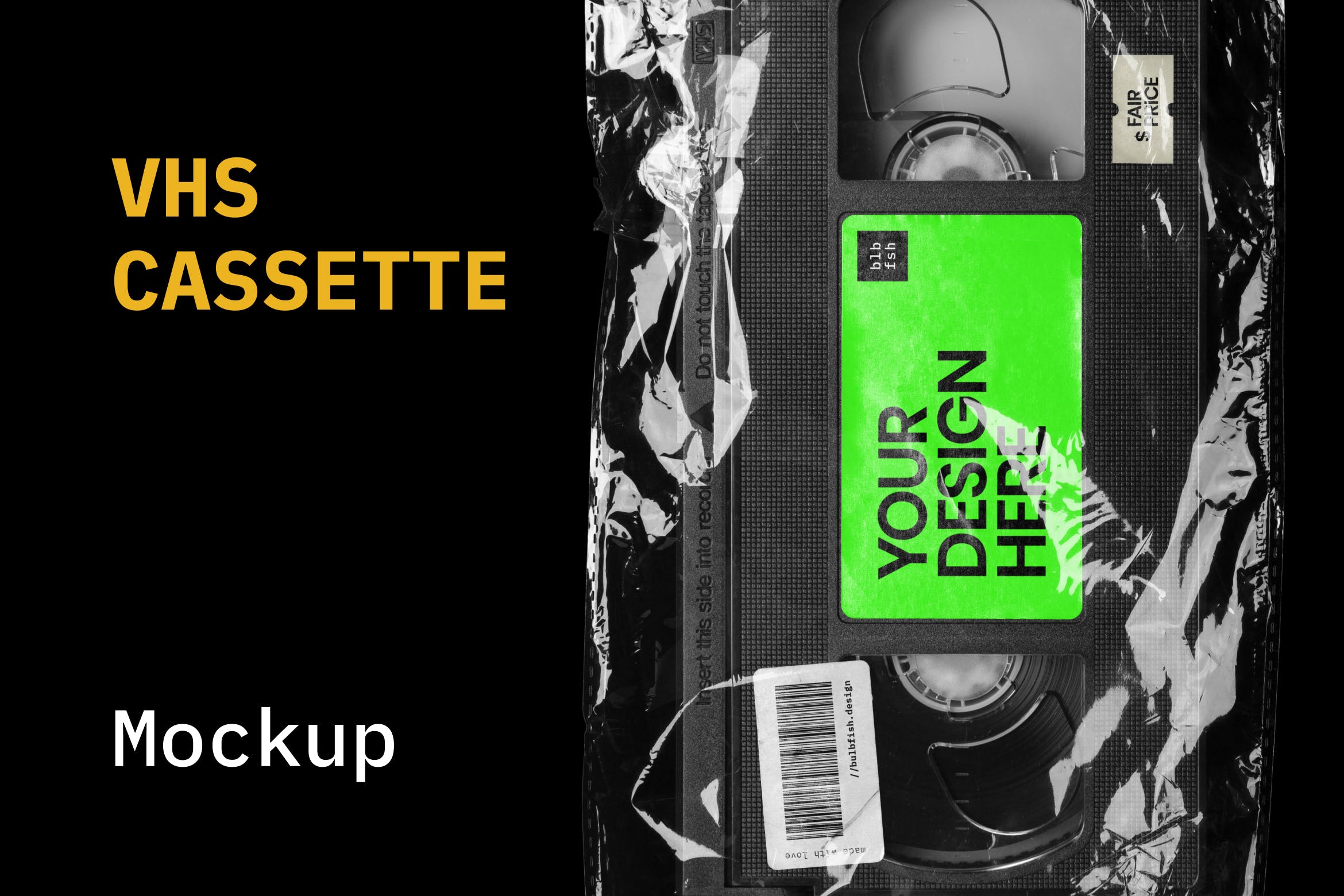 VHS磁带设计效果图素材库精选样机 VHS Cassette Mockup插图