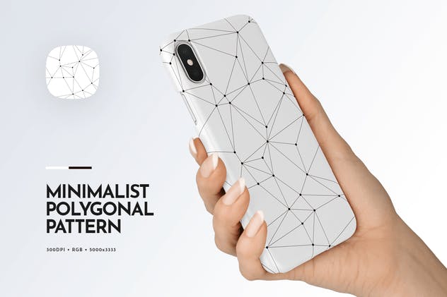 粒子连接几何多边形无缝图案设计素材 Polygon with Connected Particles Seamless Patterns插图(1)