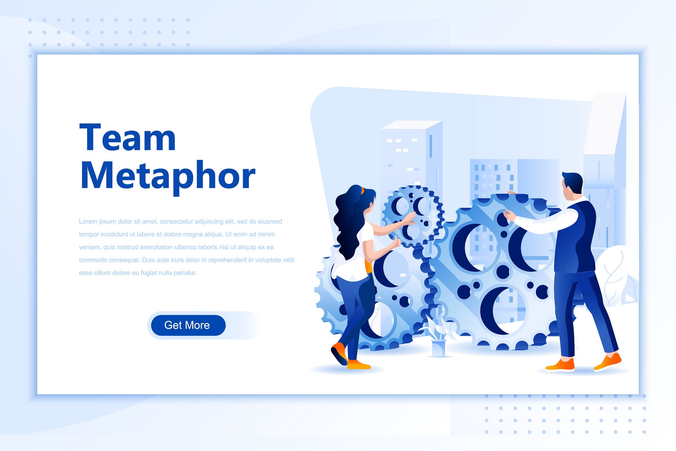 团队协作网站设计概念插画设计素材 Team Metaphor Flat Landing Page Header插图