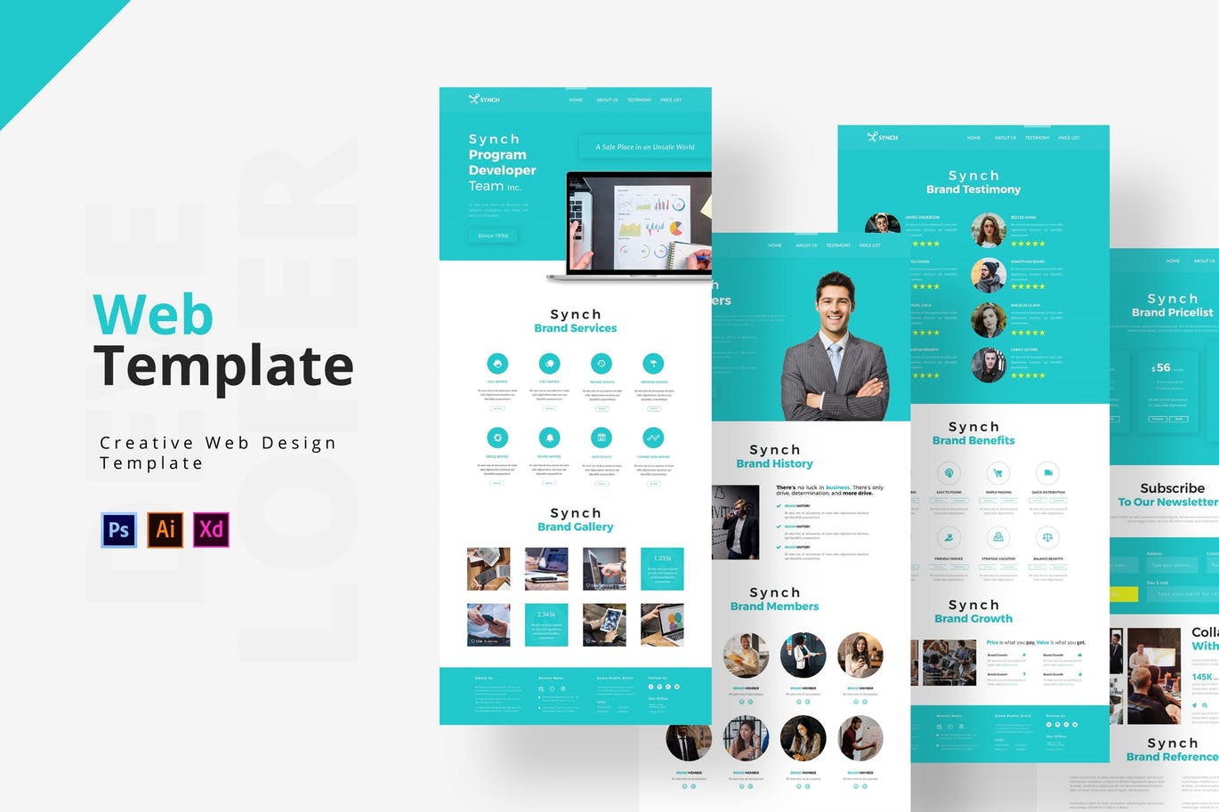 编程开发公司官网设计UI设计素材库精选模板[AI, PSD, XD] Program Developer Web Template插图