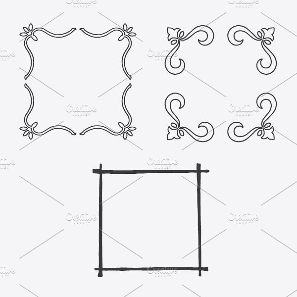 手绘装饰框矢量图形 Hand Made Vector Frames Pack 1插图(4)