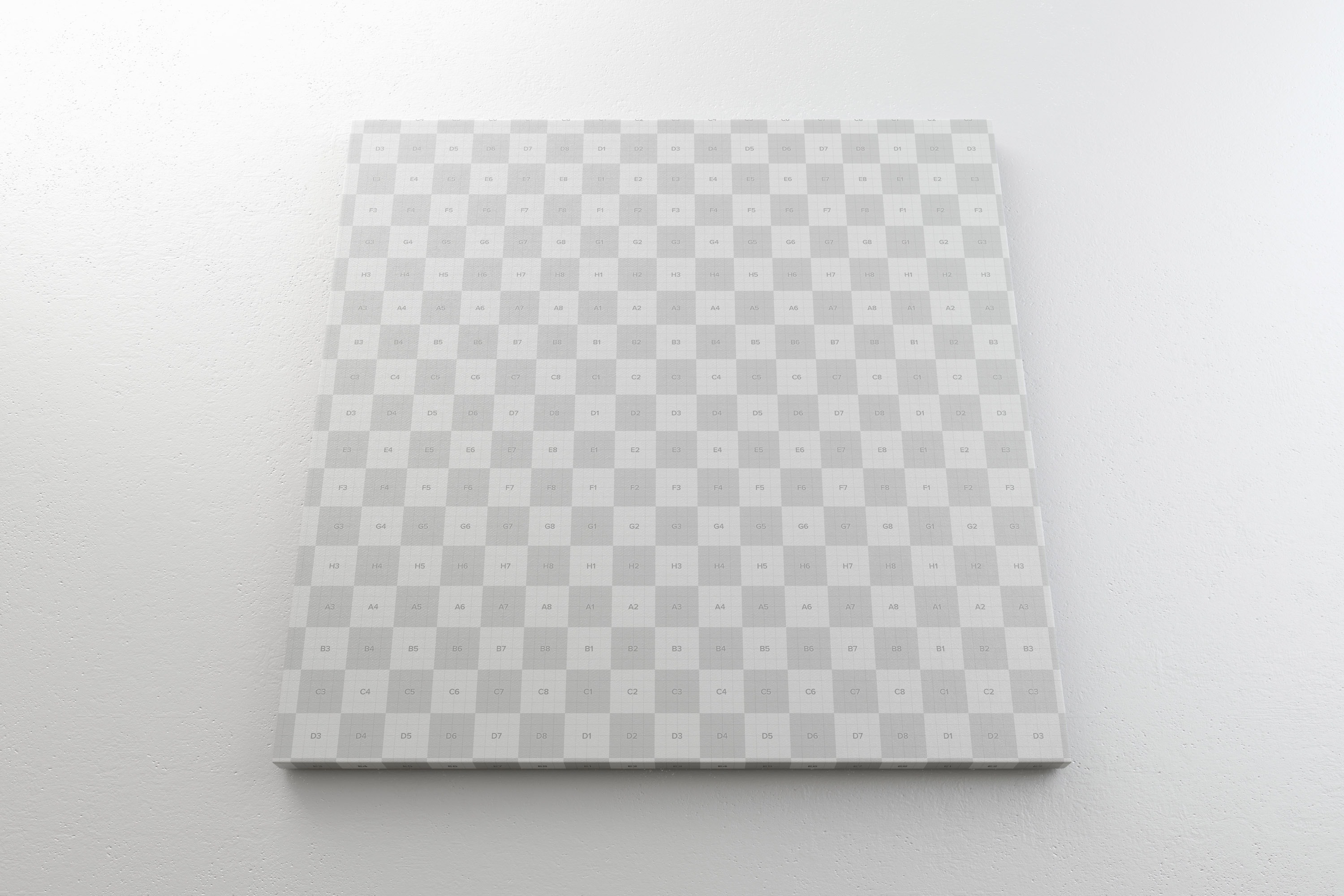 油画绘画作品挂墙展览画布底部前视图样机 Square Canvas Mockup Hanging on Wall, Bottom Front View插图(1)